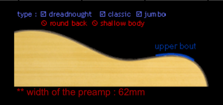 ARTEC AGE-CH ACOUSTIC GUITAR PREAMP PICKUP KIT WITH PP607 PIEZO AND JACK - Image 3